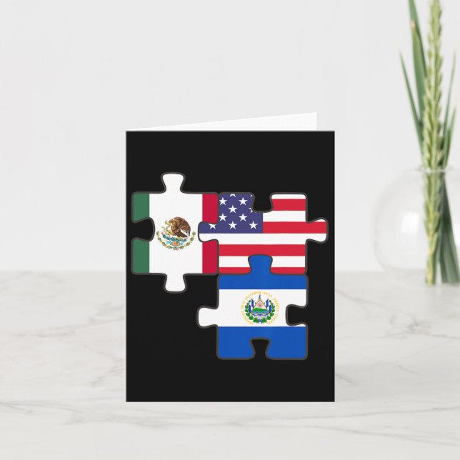 Mexican And Salvadoran Roots Plus The Usa Flag  Card (Front)