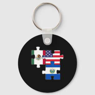 Mexican And Salvadoran Roots Plus The Usa Flag  Keychain