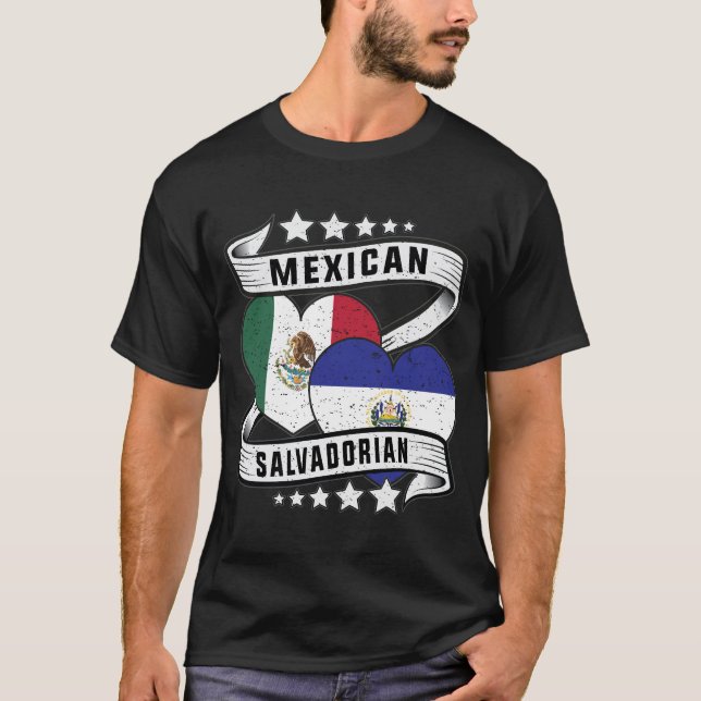 Mexican And Salvadorian Flag T-Shirt (Front)