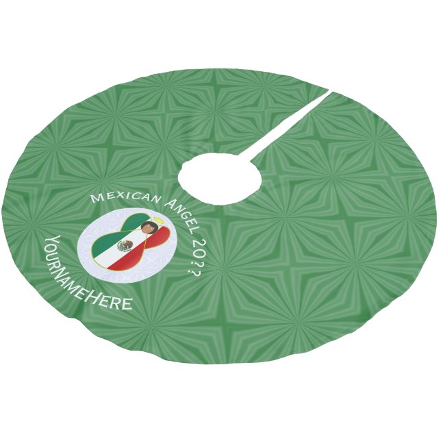 Mexican Angel Christmas Flag Personalized  Brushed Polyester Tree Skirt (Angled)