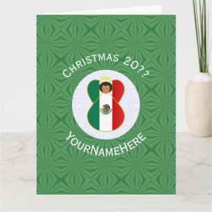 Mexican Angel Christmas Flag Personalized Card
