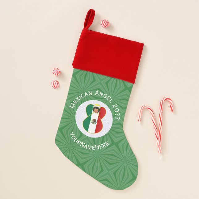Mexican Angel Christmas Flag Personalized  Christmas Stocking (Front)