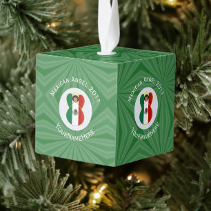 Mexican Angel Christmas Flag Personalized Cube Ornament