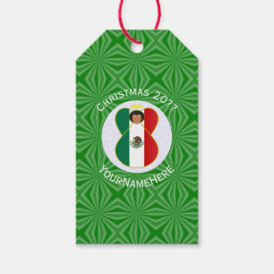 Mexican Angel Christmas Flag Personalized Gift Tags