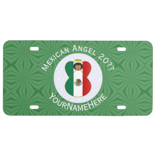 Mexican Angel Christmas Flag Personalized  License Plate