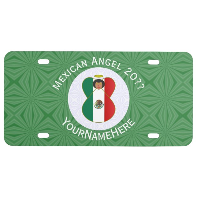 Mexican Angel Christmas Flag Personalized  License Plate (Front)