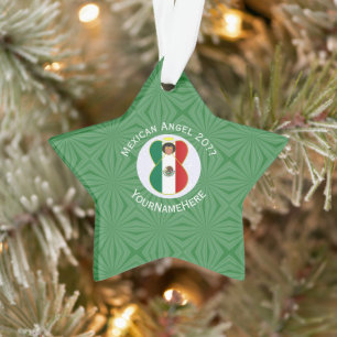 Mexican Angel Christmas Flag Personalized Ornament