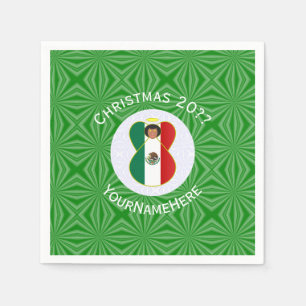 Mexican Angel Christmas Flag Personalized Paper Napkins