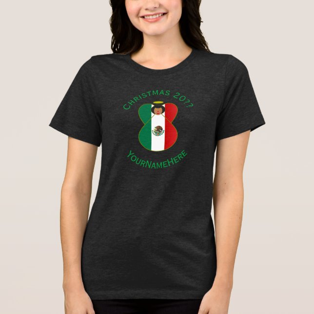 Mexican Angel Christmas Flag Personalized Women's  Tri-Blend Shirt (Front)