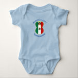Mexican Angel Hanukkah Flag Personalized Boy Baby Bodysuit<br><div class="desc">Short sleeve baby boy bodysuit for Hanukkah shows an angel dressed in the Mexican flag. Above,  in blue letters,  add a holiday or occasion and a year in blue letters. Below,  also in blue letters,  is a place for a name. Great for holiday gift.</div>