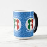 Mexican Angel Hanukkah Flag Personalized  Color Morph Mug<br><div class="desc">Magic morphing mug features a Mexican Flag Angel, dressed in the flag of Mexico, inside a white, fractal circle of squiggly squares. The circle is on a blue fractal background of squiggly squares. Add a name, holiday, and year to personalize your mug as a gift or to add to your...</div>