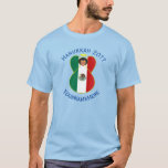 Mexican Angel Hanukkah Flag Personalized Men's  T-Shirt<br><div class="desc">Short sleeve men's T-shirt for Hanukkah shows an angel dressed in the Mexican Flag. Above,  in blue letters,  add a holiday or occasion and a year in blue letters. Below,  also in blue letters,  is a place for a name. Great for holiday gift.</div>