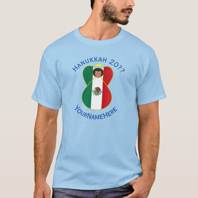 Mexican Angel Hanukkah Flag Personalized Men's  T-Shirt (Front)