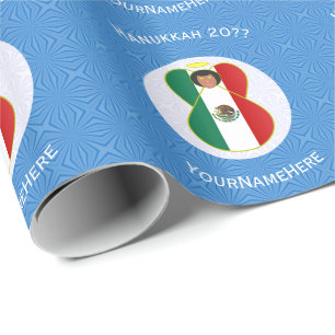 Mexican Angel Hanukkah Flag Personalized Wrapping Paper