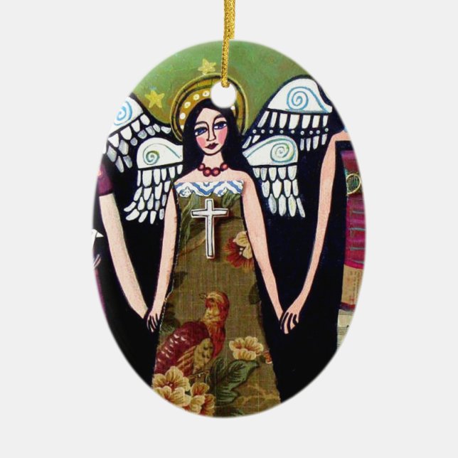 Mexican Angels by Heather Galler Ceramic Ornament (Front)