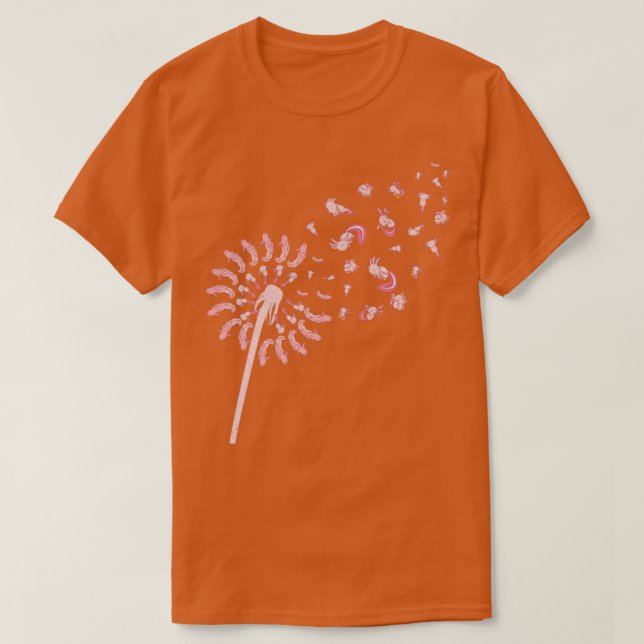 Mexican Animal Amphibian Dandelion Axolotl T-Shirt (Design Front)