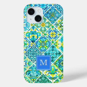 Mexican aqua mint Sicilian Mediterranean tiles iPhone 15 Case