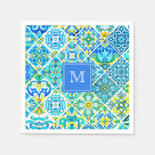 Mexican aqua mint Sicilian Mediterranean tiles Napkins
