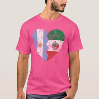 Mexican Argentinian Flag Heart  Argentina Mexico F T-Shirt