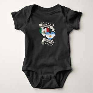 Mexican Argentinian Heart Flags Mexico Argentina Baby Bodysuit