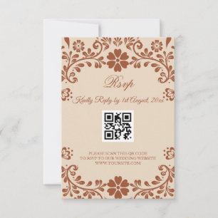 Mexican Art Beige Wedding RSVP Card
