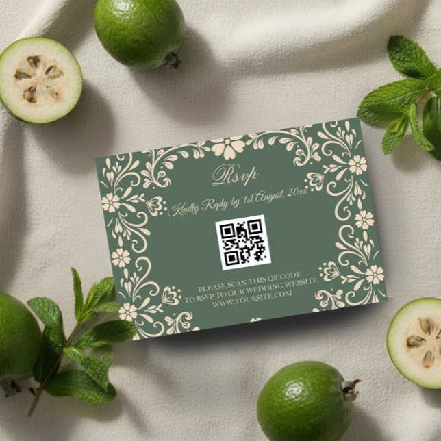 Mexican Art Green Wedding Rsvp Enclosure Card (Creator Uploaded)