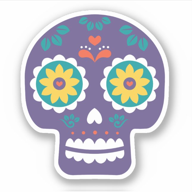 Mexican Art Sugar Skull Sticker (Front)
