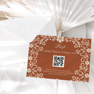 Mexican Art Terracotta Wedding Rsvp Enclosure Card