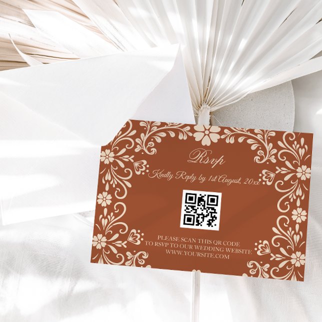 Mexican Art Terracotta Wedding Rsvp Enclosure Card (Creator Uploaded)