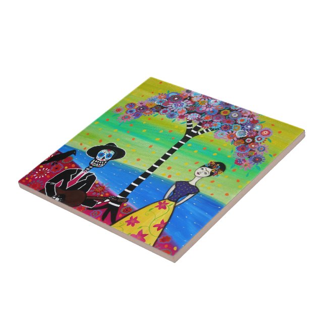 MEXICAN ARTIST SERENATA DIA DE LOS MUERTOS TILE (Side)
