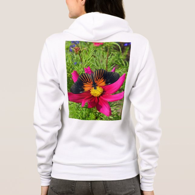 Mexican aster flower with a Doris Longwing  Hoodie (Back)
