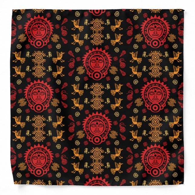 Mexican Aztec Art Home Decor Bandana (Front)