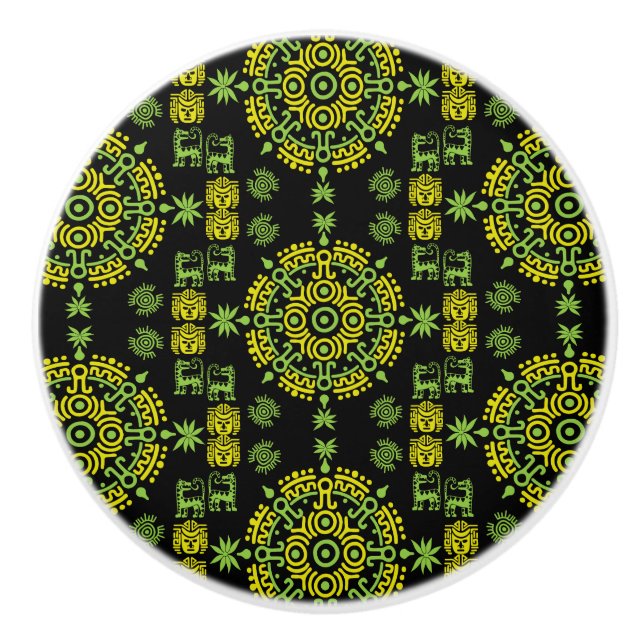 Mexican Aztec Art Home Decor Ceramic Knob (Front)