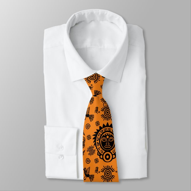 Mexican Aztec Art Home Decor Neck Tie (Tied)