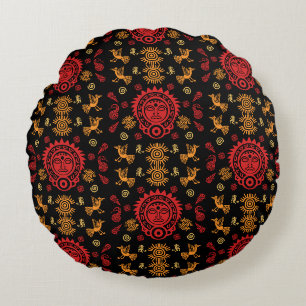Mexican Aztec Art Home Decor Round Pillow