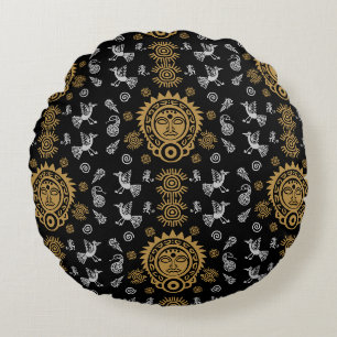 Mexican Aztec Art Home Decor Round Pillow