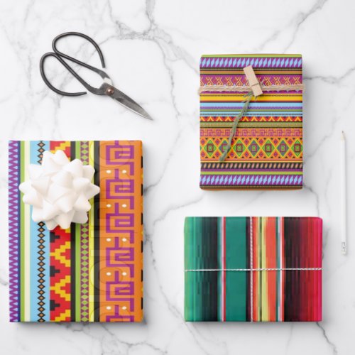 Mexican Aztec Boho Geometric Wrapping Paper Sheets