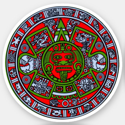 Mexican Aztec Calendar Sun Stone Hispanic Chicano Sticker