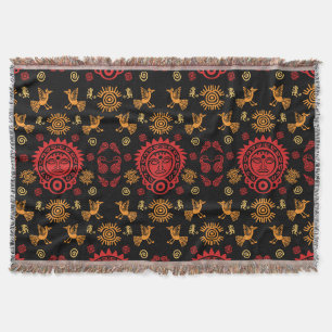 Mexican Aztec Pattern Print Throw Blanket