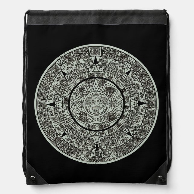 Mexican Aztec Sun Stone Mayan Calendar 1 Drawstring Bag (Front)