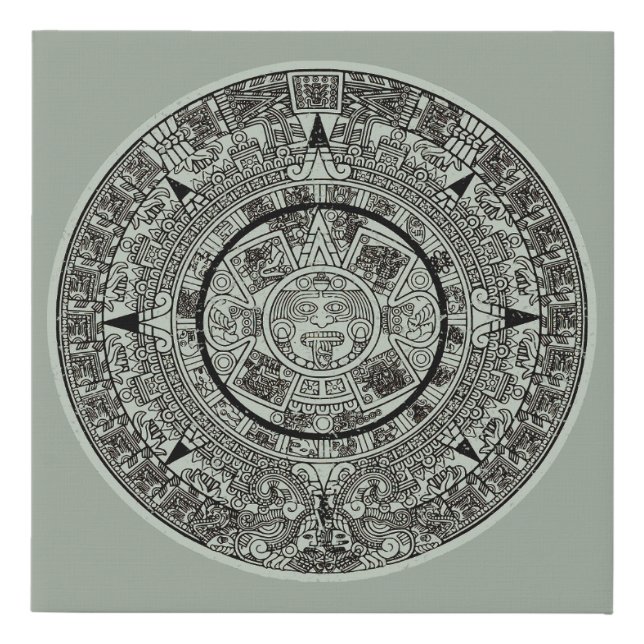 Mexican Aztec Sun Stone Mayan Calendar 1 Faux Canvas Print (Front)