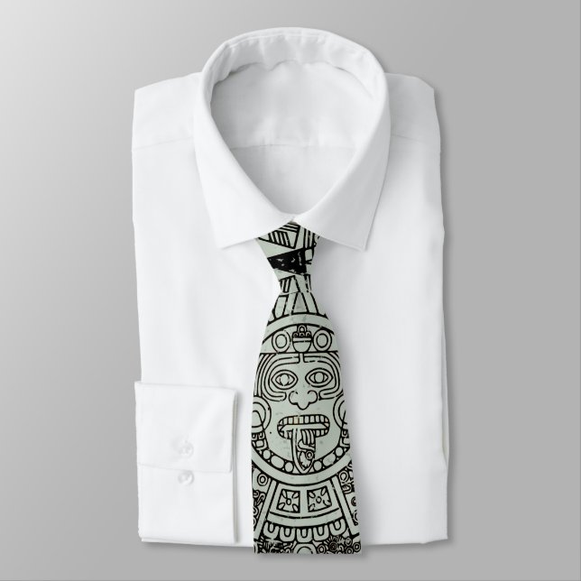 Mexican Aztec Sun Stone Mayan Calendar 1 Neck Tie (Tied)