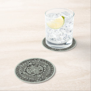 Mexican Aztec Sun Stone Mayan Calendar 1 Round Paper Coaster