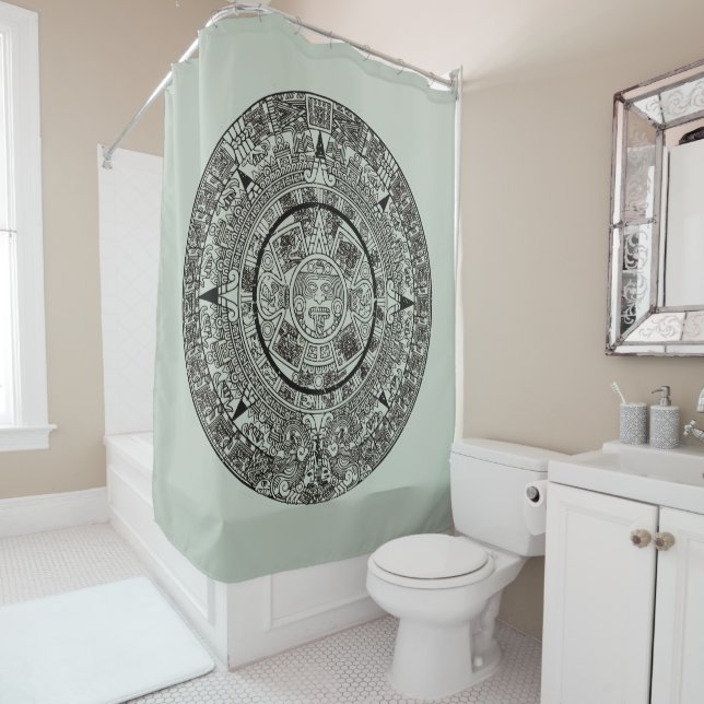 Mexican Aztec Sun Stone Mayan Calendar 1 Shower Curtain (In Situ)