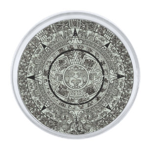 Mexican Aztec Sun Stone Mayan Calendar 1 Silver Finish Lapel Pin