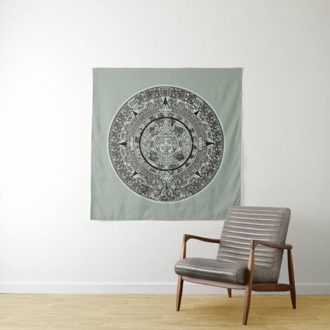Mexican Aztec Sun Stone Mayan Calendar 1 Tapestry (In Situ)