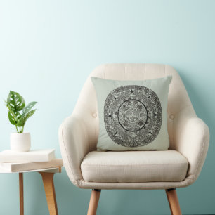 Mexican Aztec Sun Stone Mayan Calendar 1 Throw Pillow