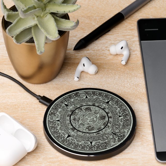 Mexican Aztec Sun Stone Mayan Calendar 1 Wireless Charger (Desk 2)