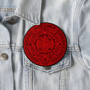 Mexican Aztec Sun Stone Mayan Calendar 2 Button