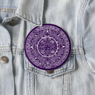 Mexican Aztec Sun Stone Mayan Calendar 3 Button